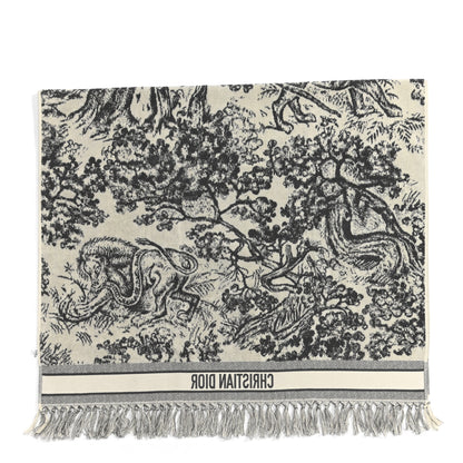 Christian Dior Cotton Toile De Jouy Reverse Towel Grey Ivory 3 of 4