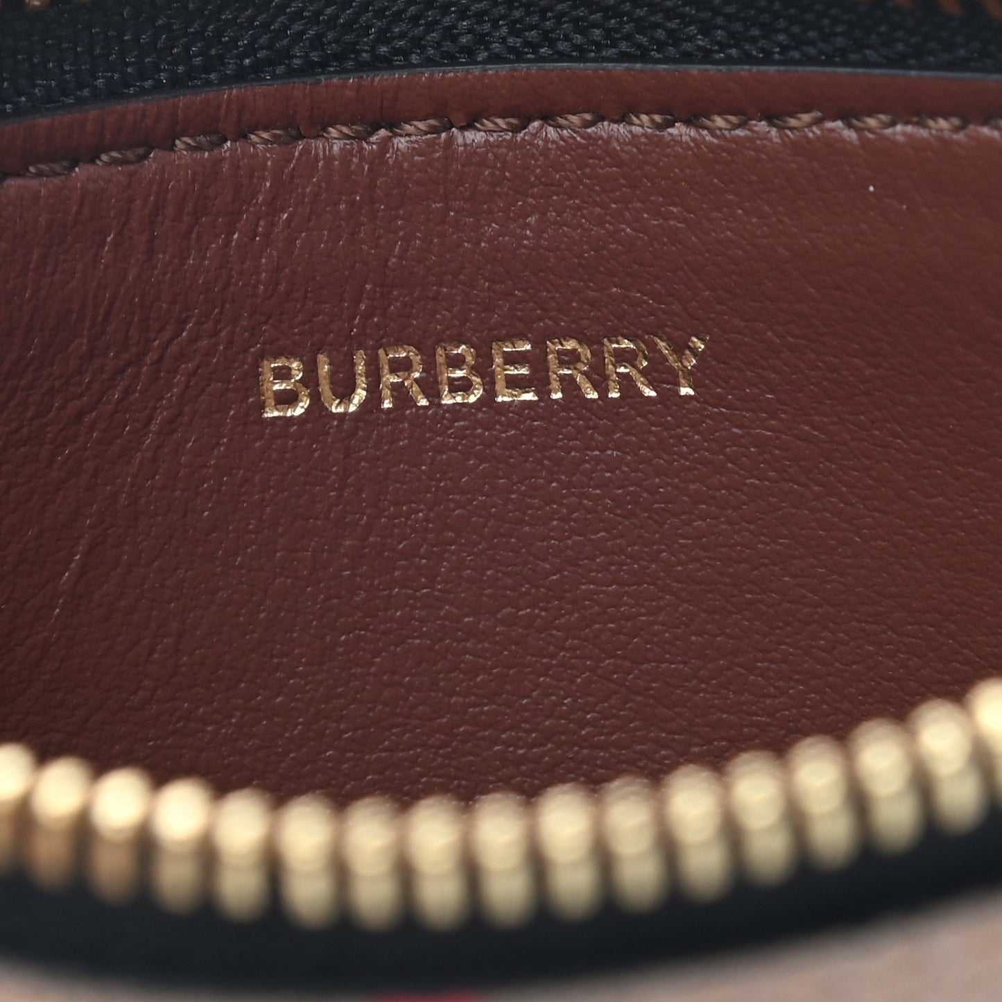 E-Canvas Calfskin Icon Stripe Zip Coin Case Archive Beige