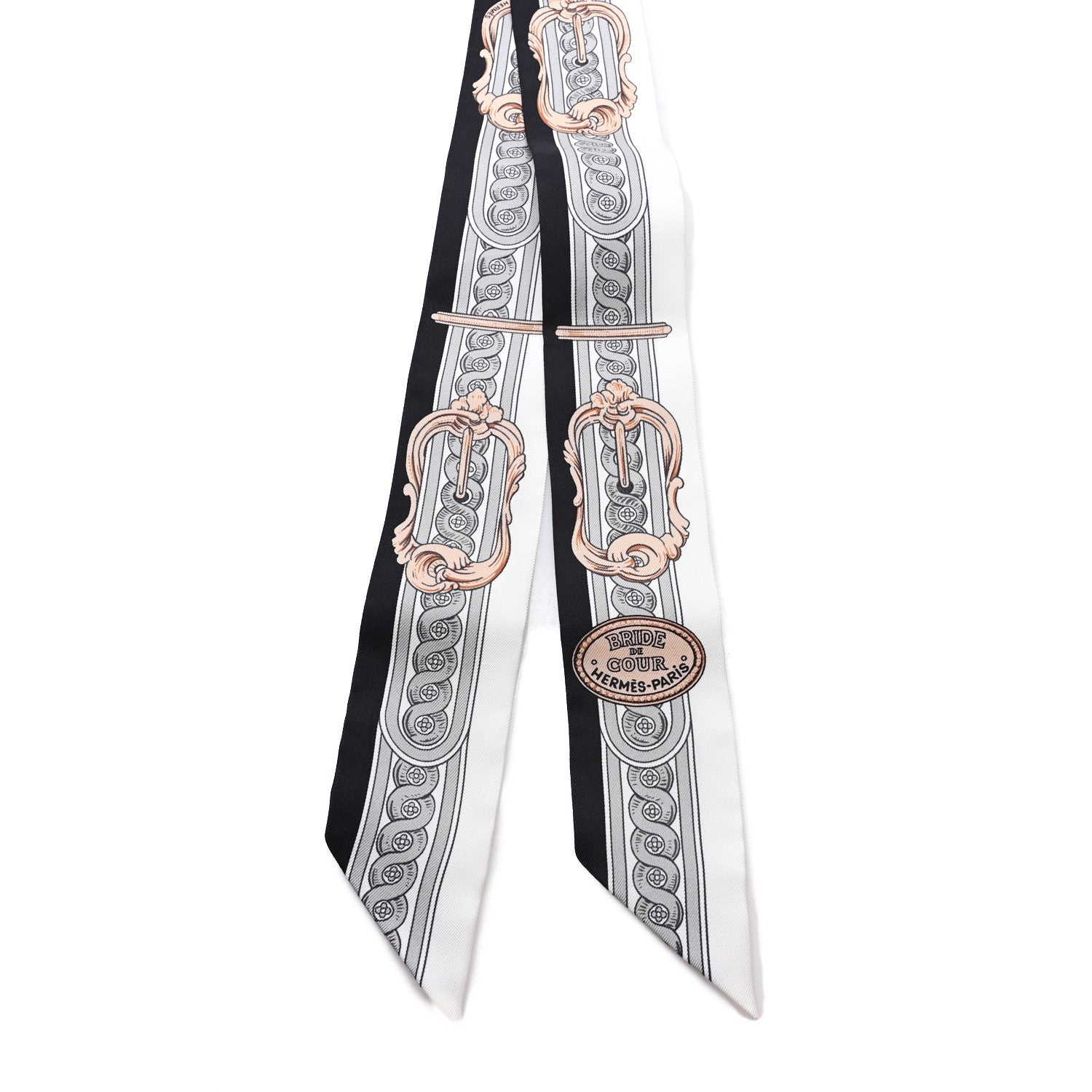 Hermes Silk Bride De Cour Twilly Black White Or Rose 2 of 3