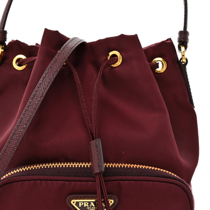 Prada Saffiano Tessuto Nylon Mini Bucket Crossbody Bag Granato 13 of 17