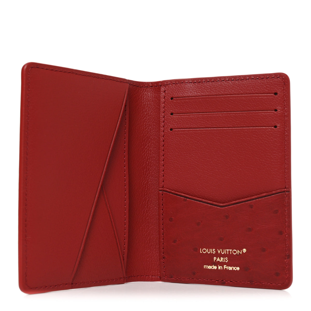 Ostrich Monogram Pocket Organizer NM Rouge Bordeaux
