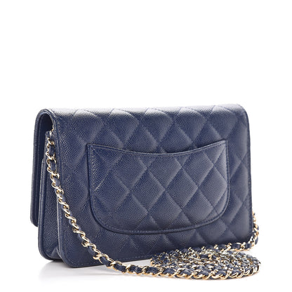 Chanel Caviar Quilted Wallet On Chain WOC Navy Blue 3 of 9