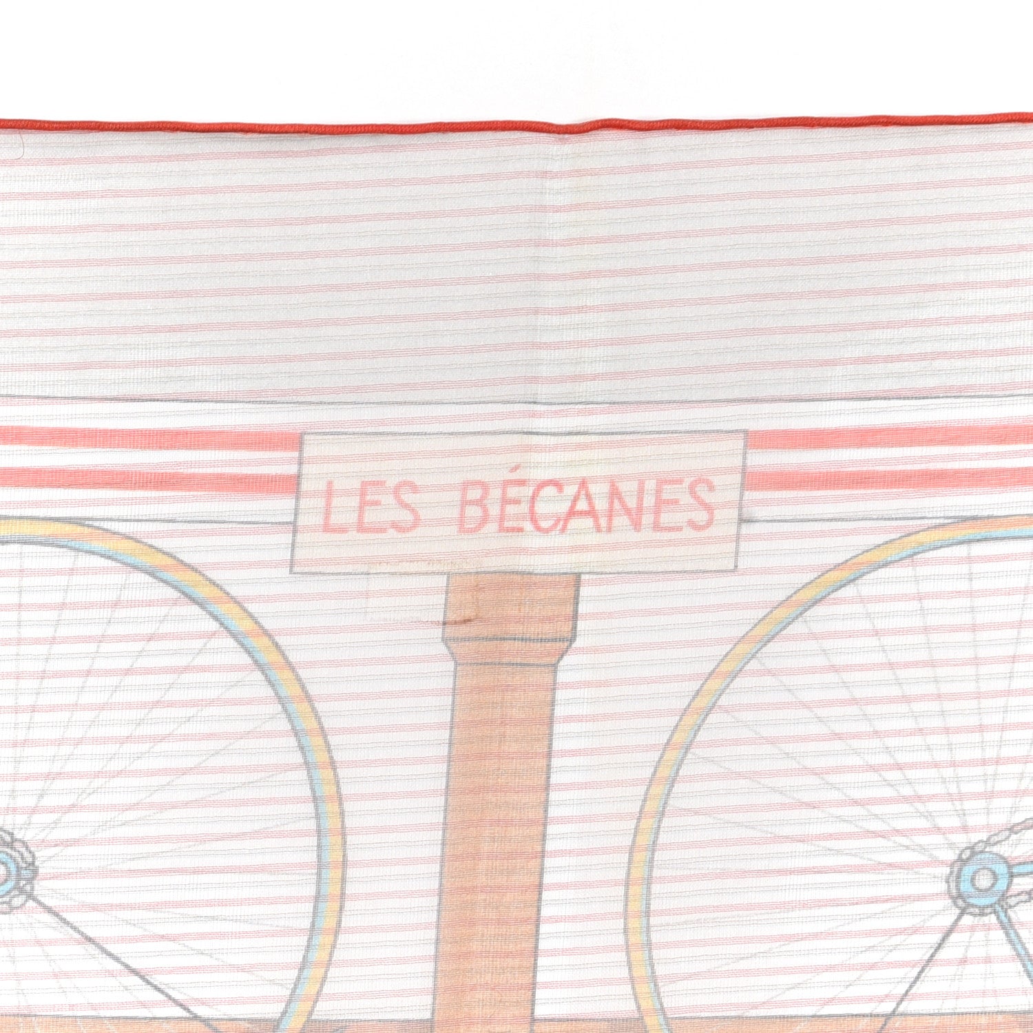 Hermes Silk Mousseline Les Becanes Scarf 70 Grenadine Beige Bleu 3 of 5