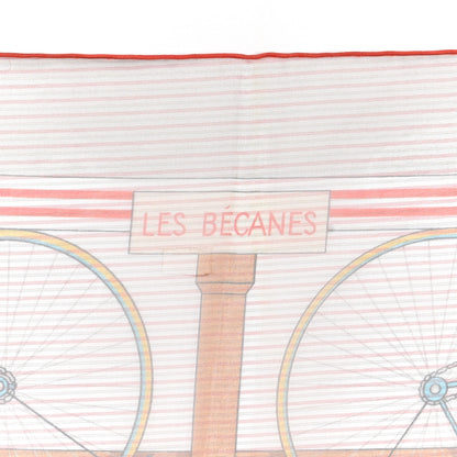 Hermes Silk Mousseline Les Becanes Scarf 70 Grenadine Beige Bleu 3 of 5