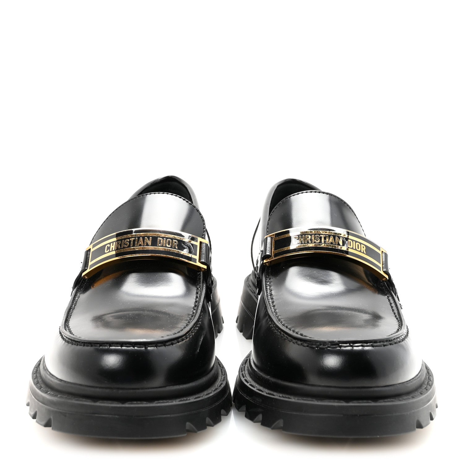 Christian Dior Brushed Calfskin Rubber Dior Code Cap Toe Lug Sole 35mm Loafers 40 Black 3 of 10