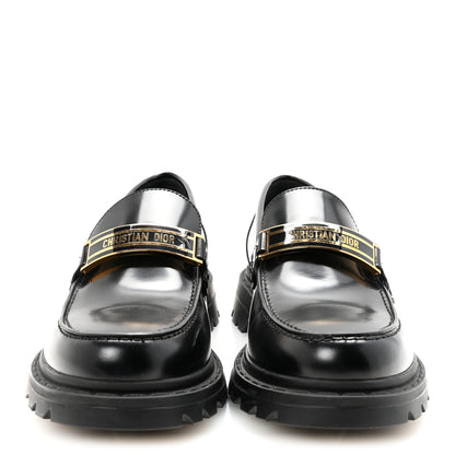 Christian Dior Brushed Calfskin Rubber Dior Code Cap Toe Lug Sole 35mm Loafers 40 Black 3 of 10