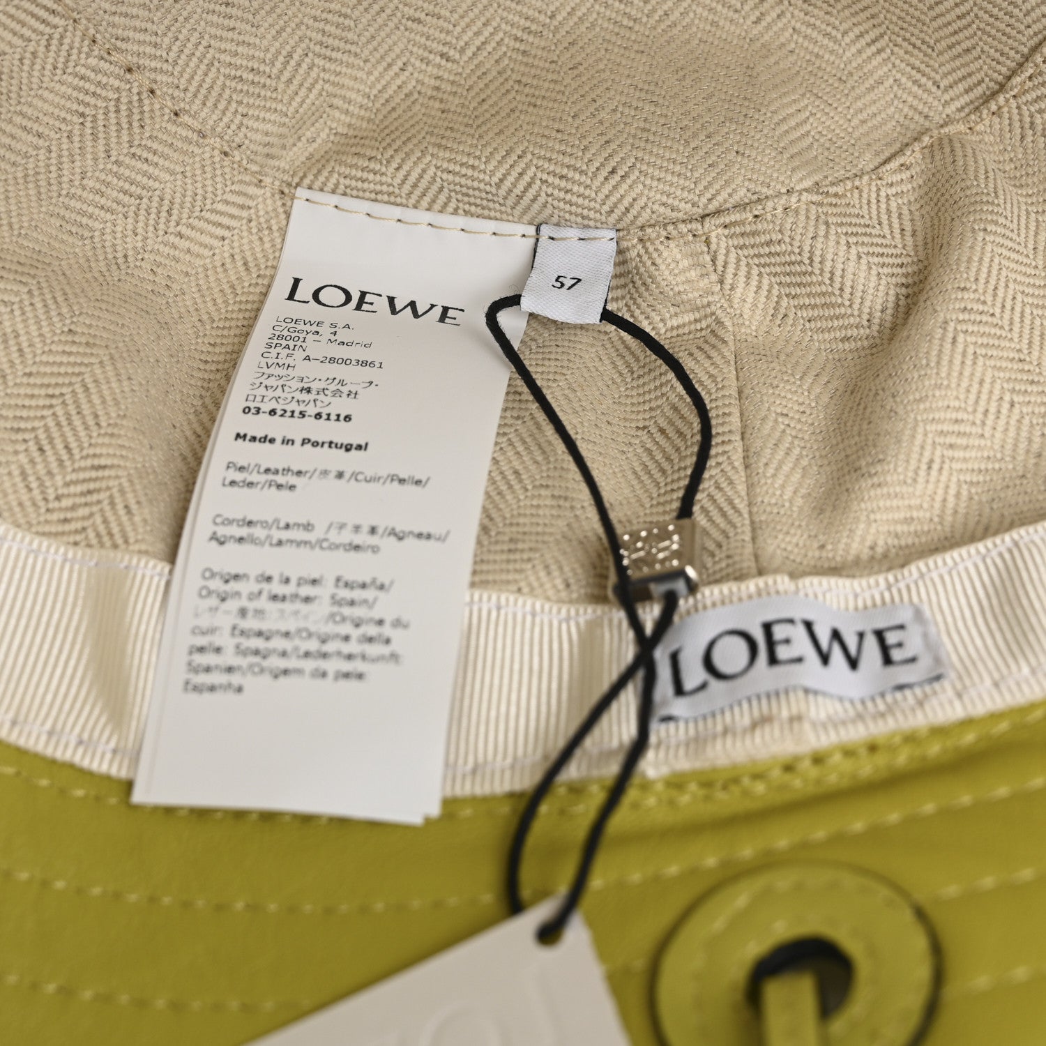 Loewe Lambskin Bucket Hat 57 Lime Yellow 8 of 8