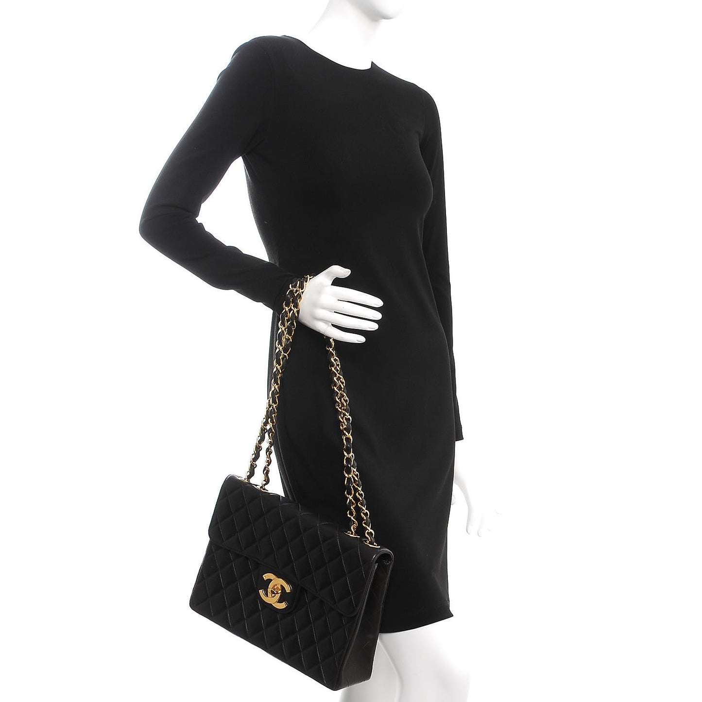 Lambskin Quilted Jumbo Single Flap Black