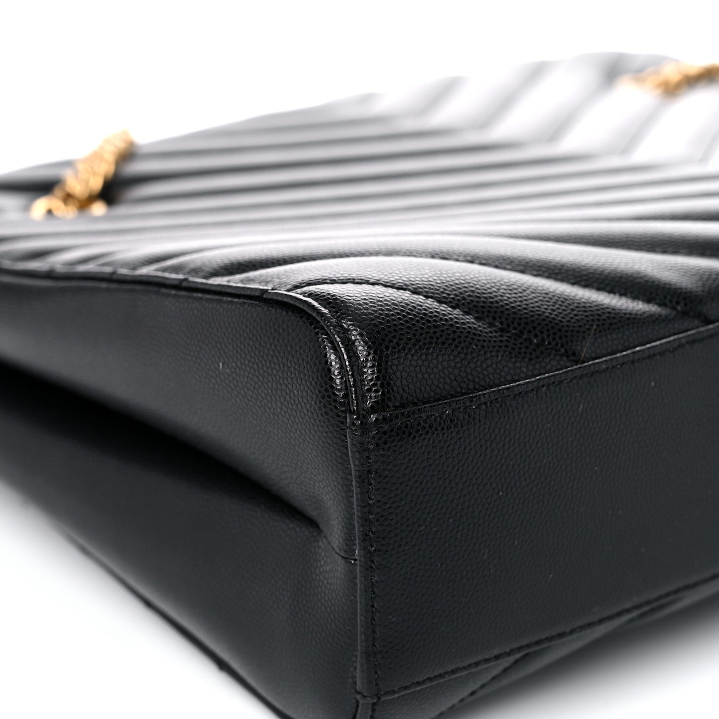 Grain De Poudre Matelasse Chevron Medium Tribeca Shopping Bag Black