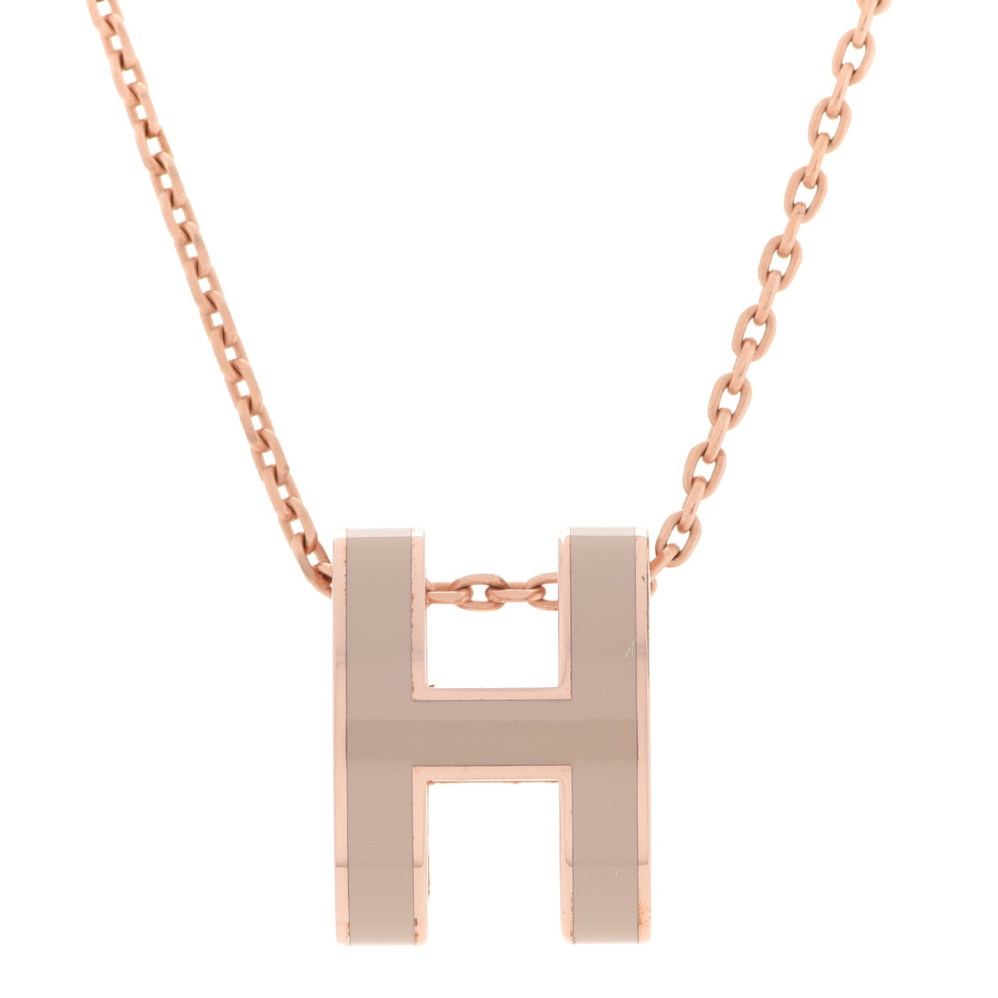 Lacquered Rose Gold Pop H Pendant Necklace Marron Glace