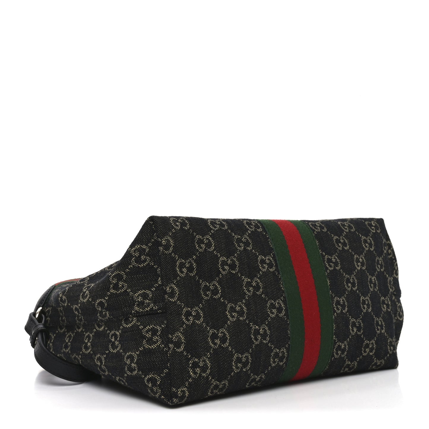 Denim GG Monogram Web Small Giglio Tote Black Ivory