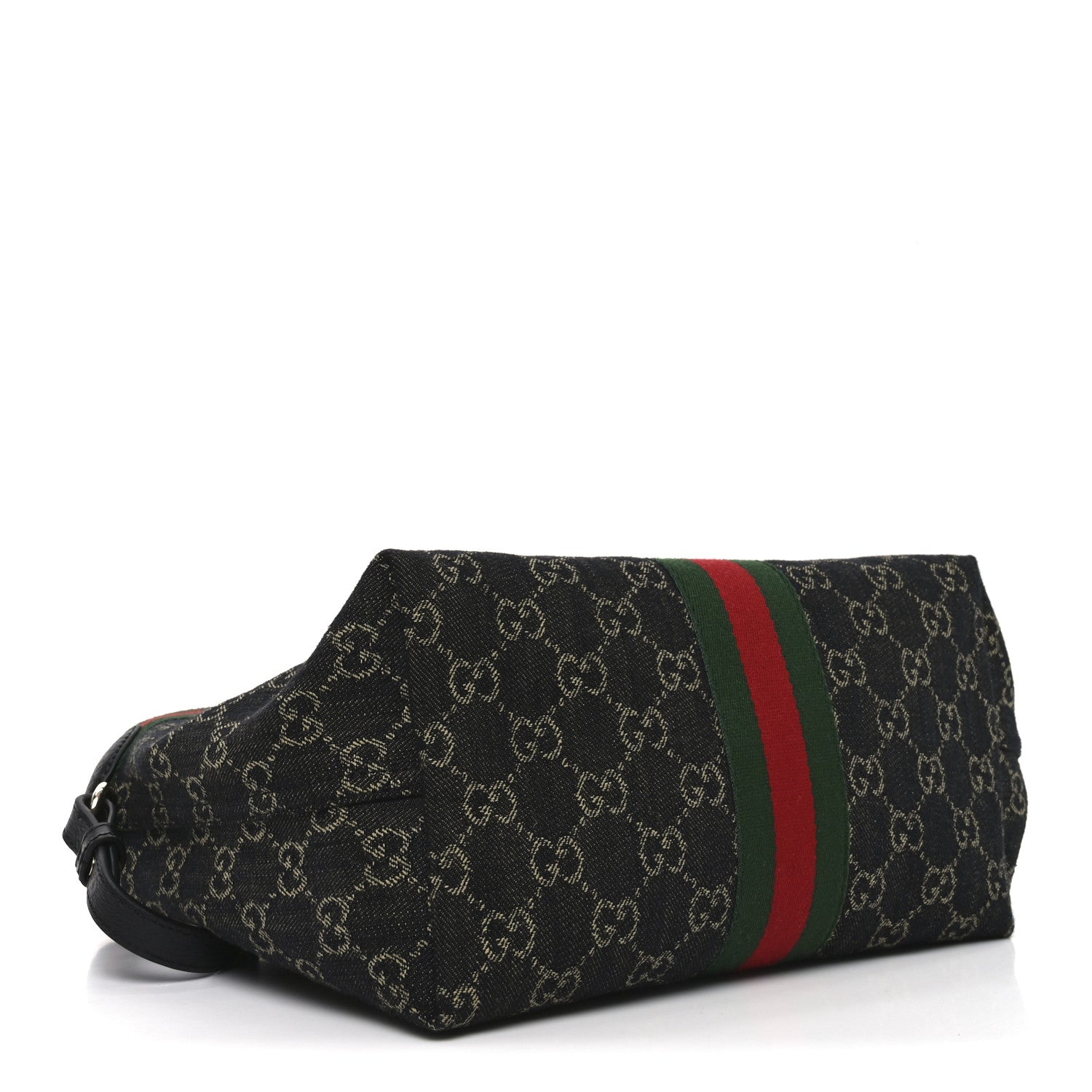 Gucci Denim GG Monogram Web Small Giglio Tote Black Ivory 5 of 10