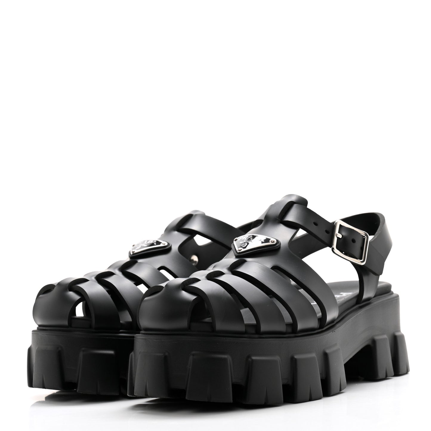 Foam Rubber Triangle Logo Monolith 55mm Cage Sandals 39 Black