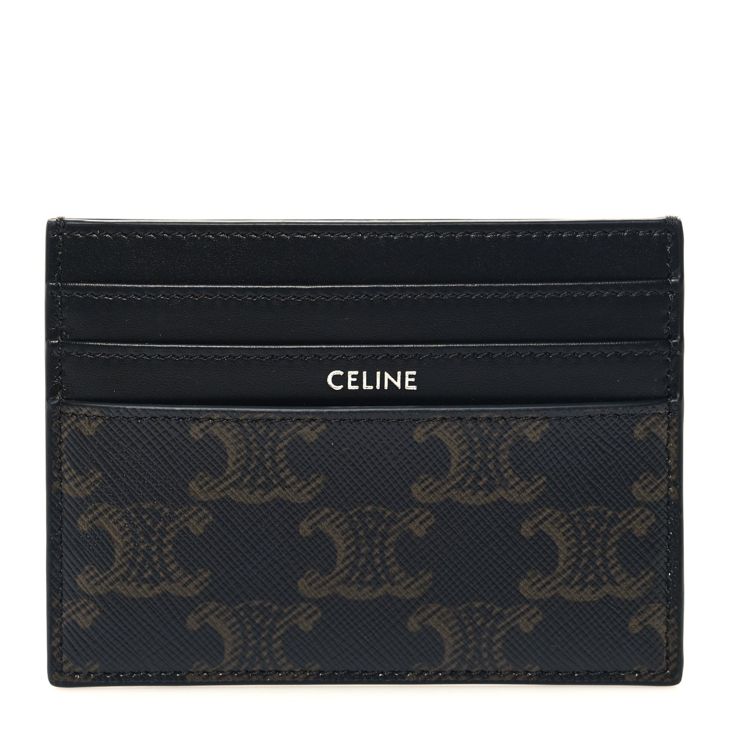 Triomphe Canvas Card Holder Tan