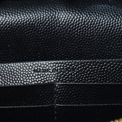 Saint Laurent Grain De Poudre Matelasse Chevron Monogram Chain Wallet Black 7 of 15