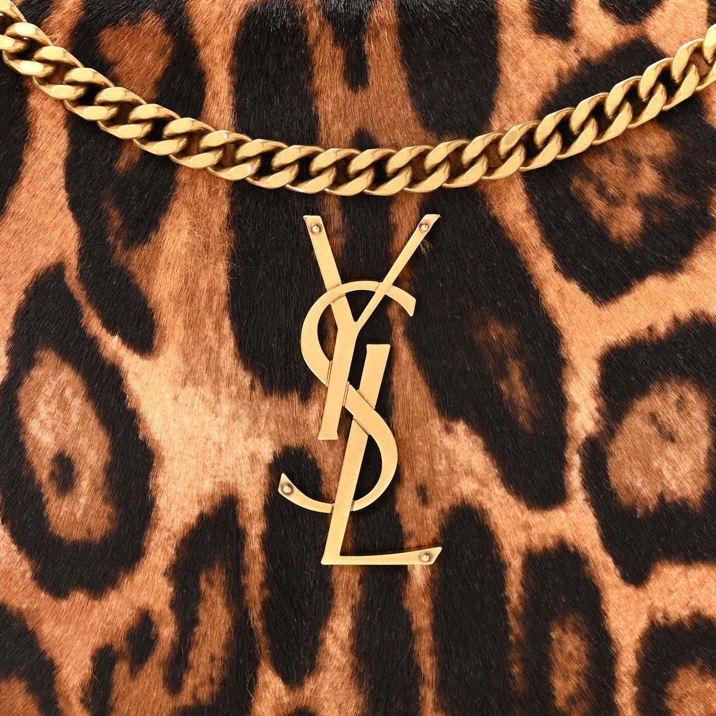 Calf Hair Monogram Chain Wallet Leopard