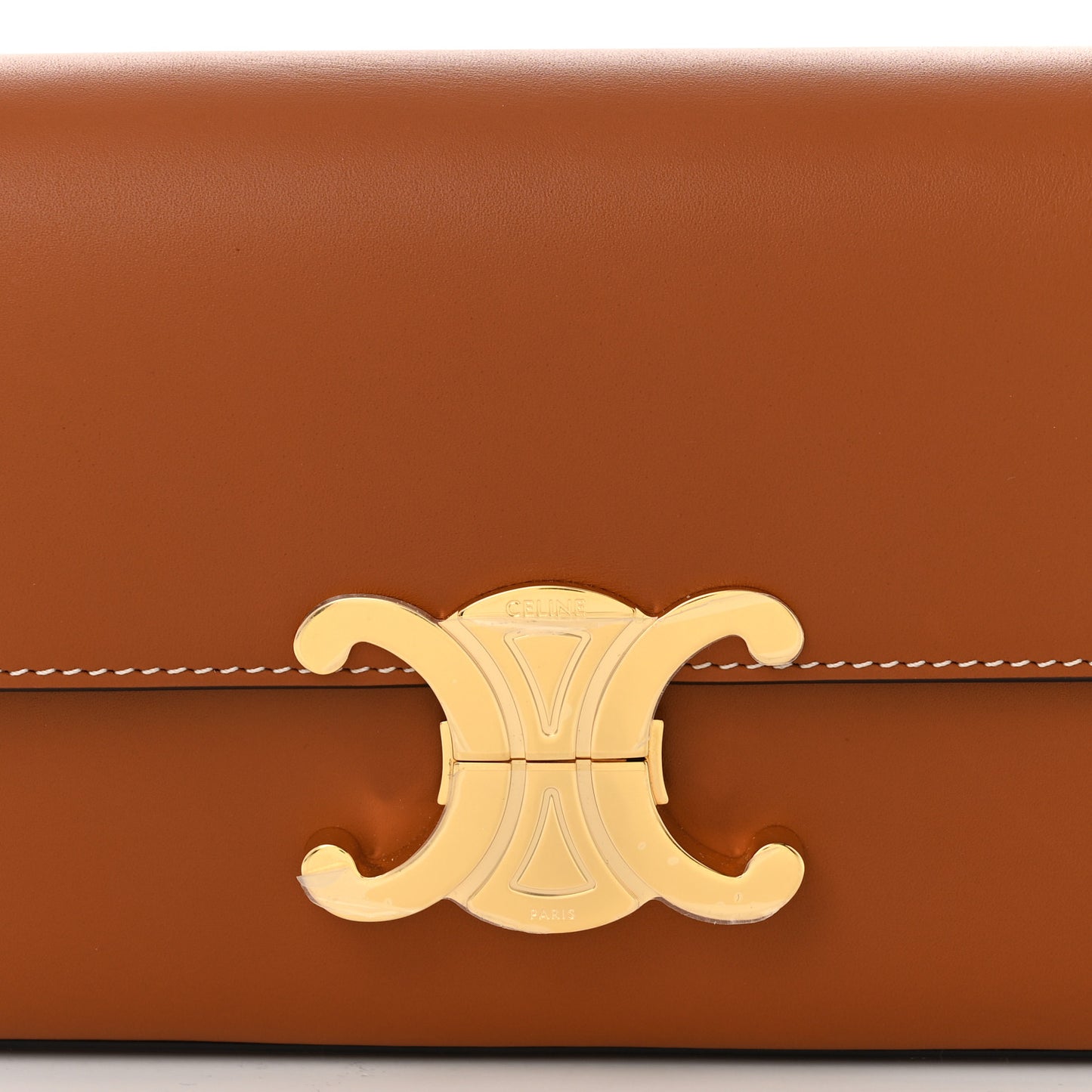 Shiny Calfskin Triomphe Shoulder Bag Tan