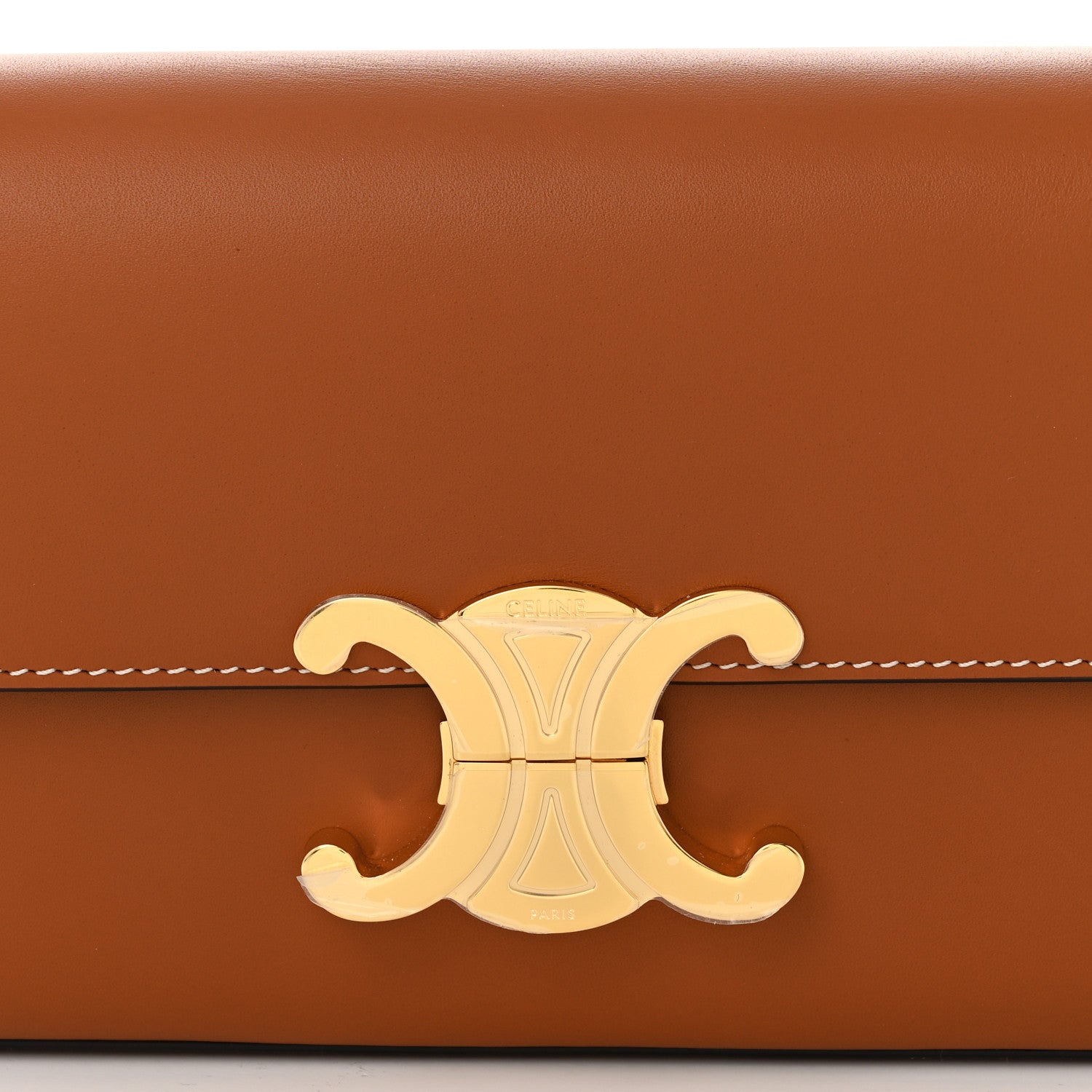 Celine Shiny Calfskin Triomphe Shoulder Bag Tan 8 of 10