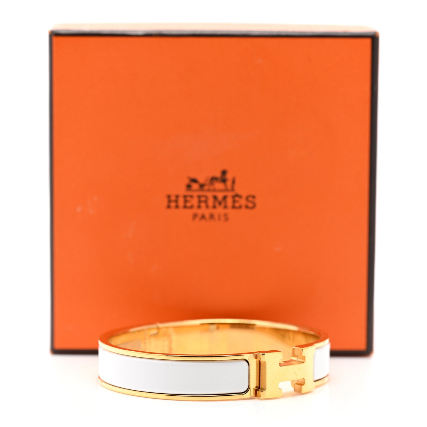 Enamel Narrow Clic Clac H Bracelet GM White