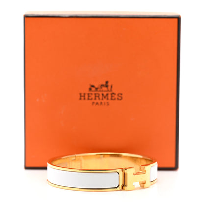 Hermes Enamel Narrow Clic Clac H Bracelet GM White 5 of 5