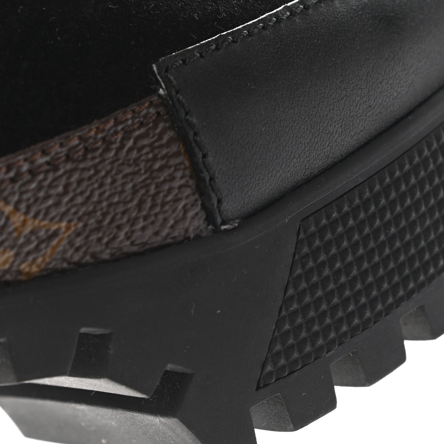 Suede Calfskin Monogram Laureate Platform Desert Boots 38.5 Black
