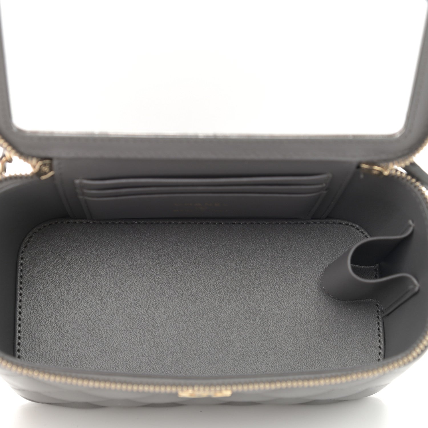 Chanel Lambskin Quilted Small Top Handle Vanity Case With Chain Dark Grey 6 of 10