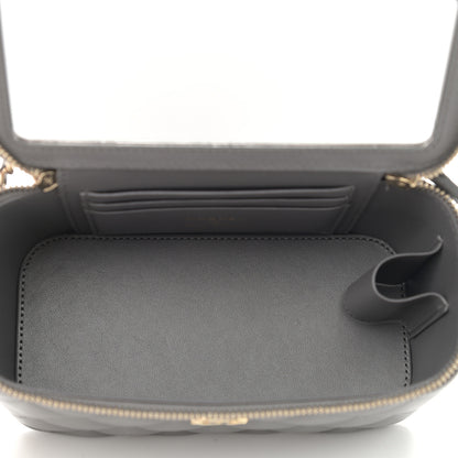 Chanel Lambskin Quilted Small Top Handle Vanity Case With Chain Dark Grey 6 of 10