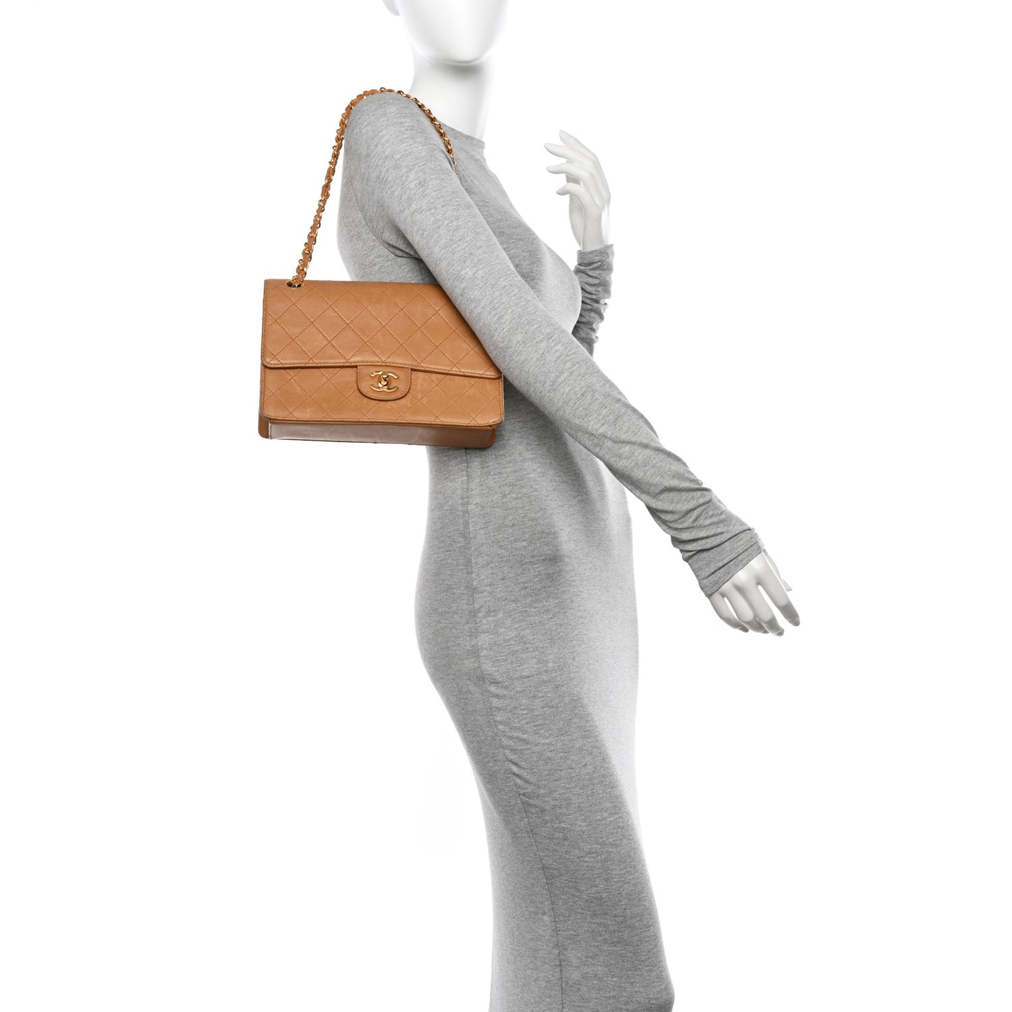 Lambskin Quilted Small Single Flap Beige