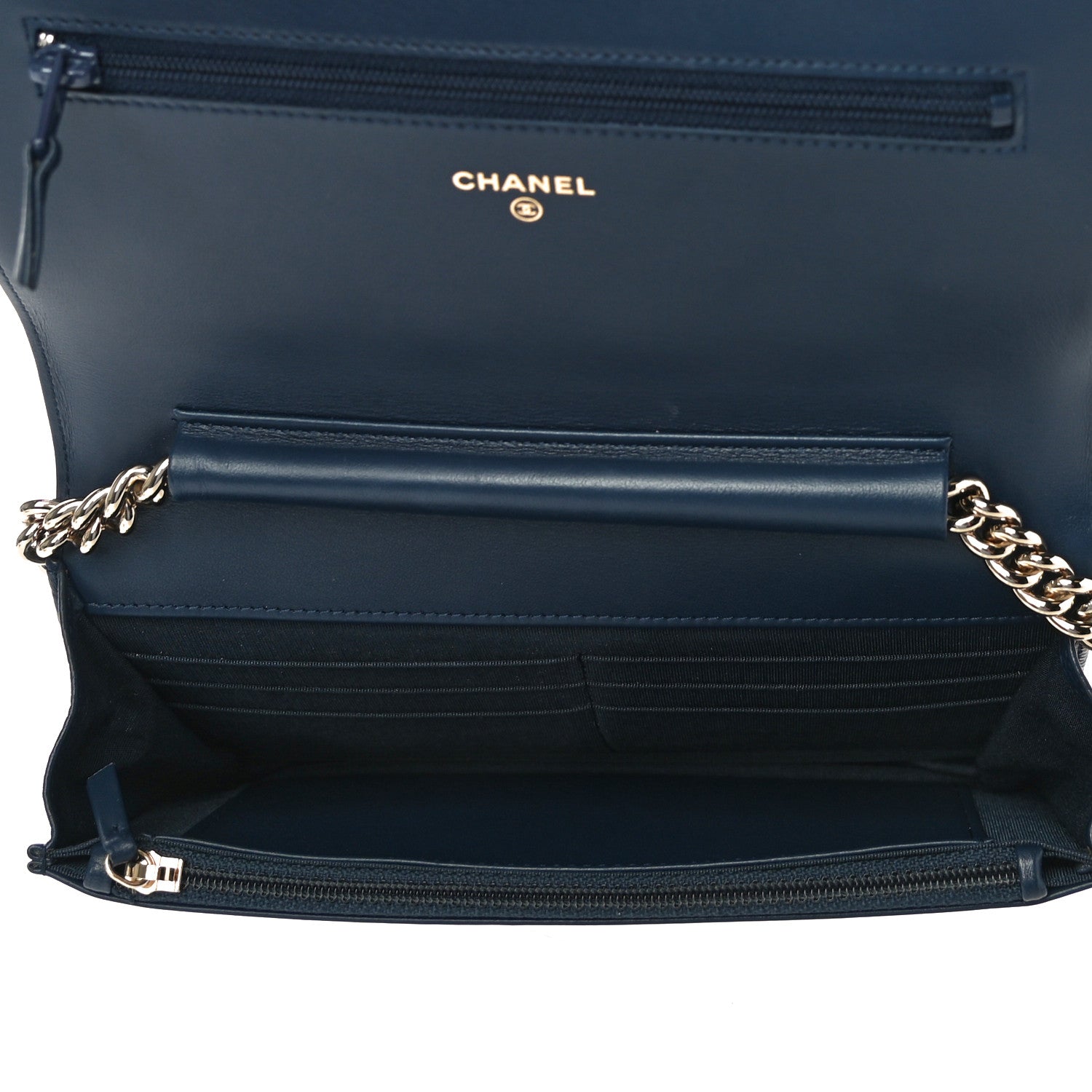 Chanel Caviar Quilted Boy Wallet On Chain WOC Navy 5 of 14