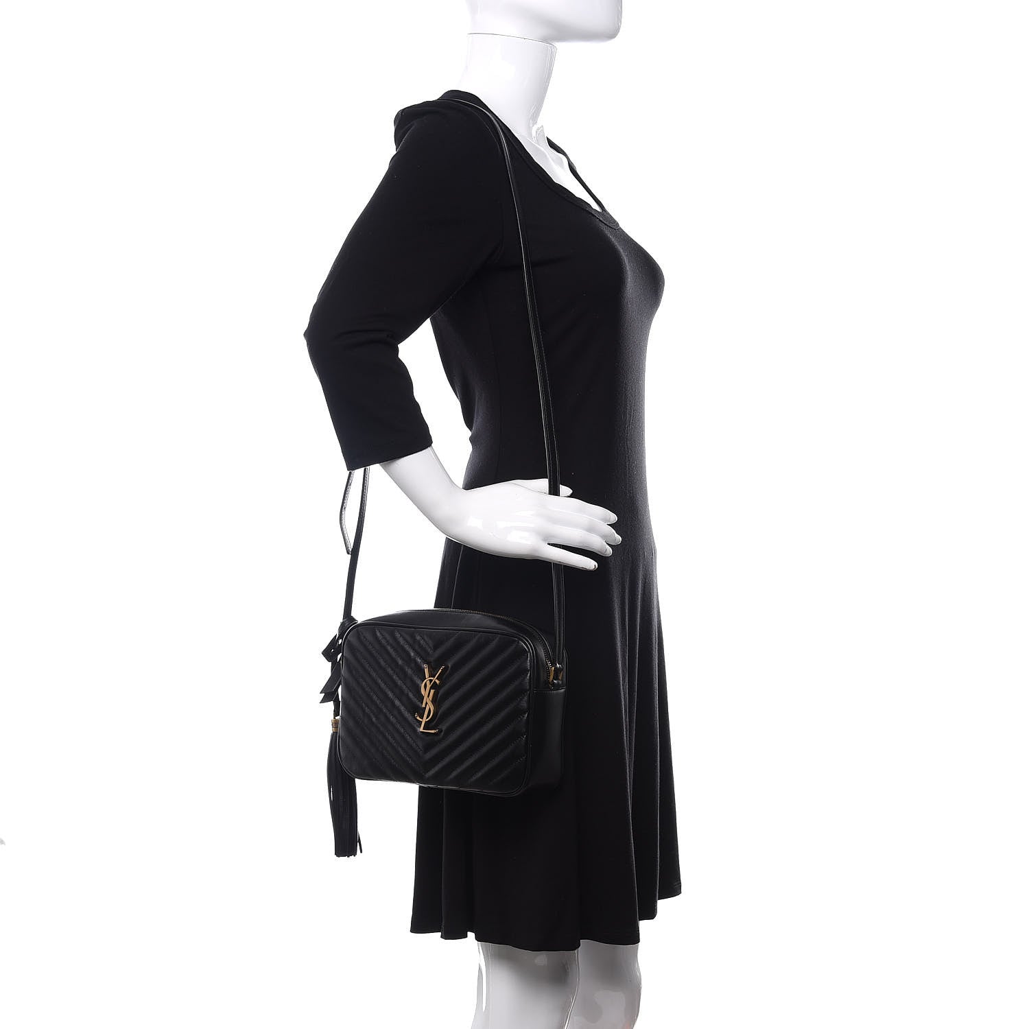 Saint Laurent Calfskin Matelasse Monogram Lou Camera Bag Black 2 of 10