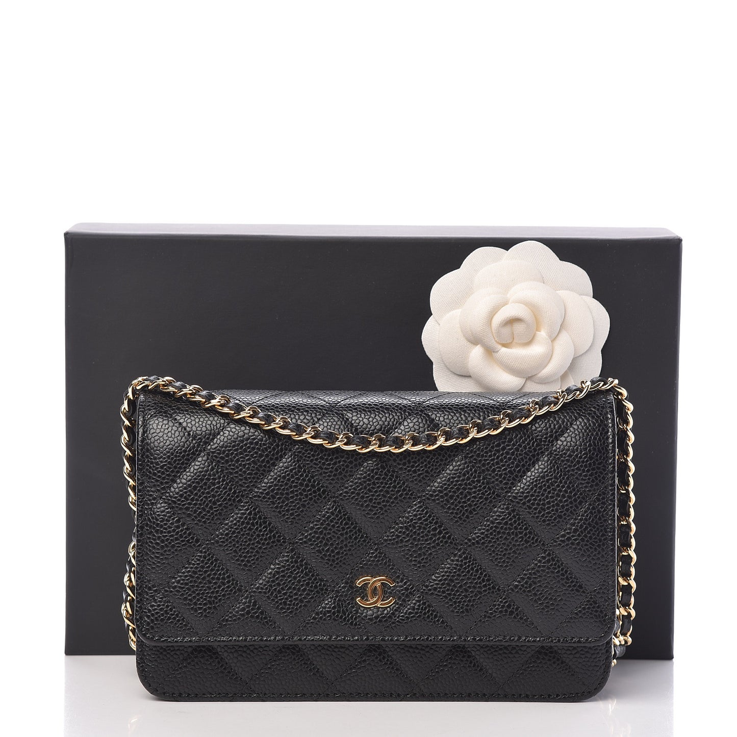 Caviar Quilted Wallet On Chain WOC Black