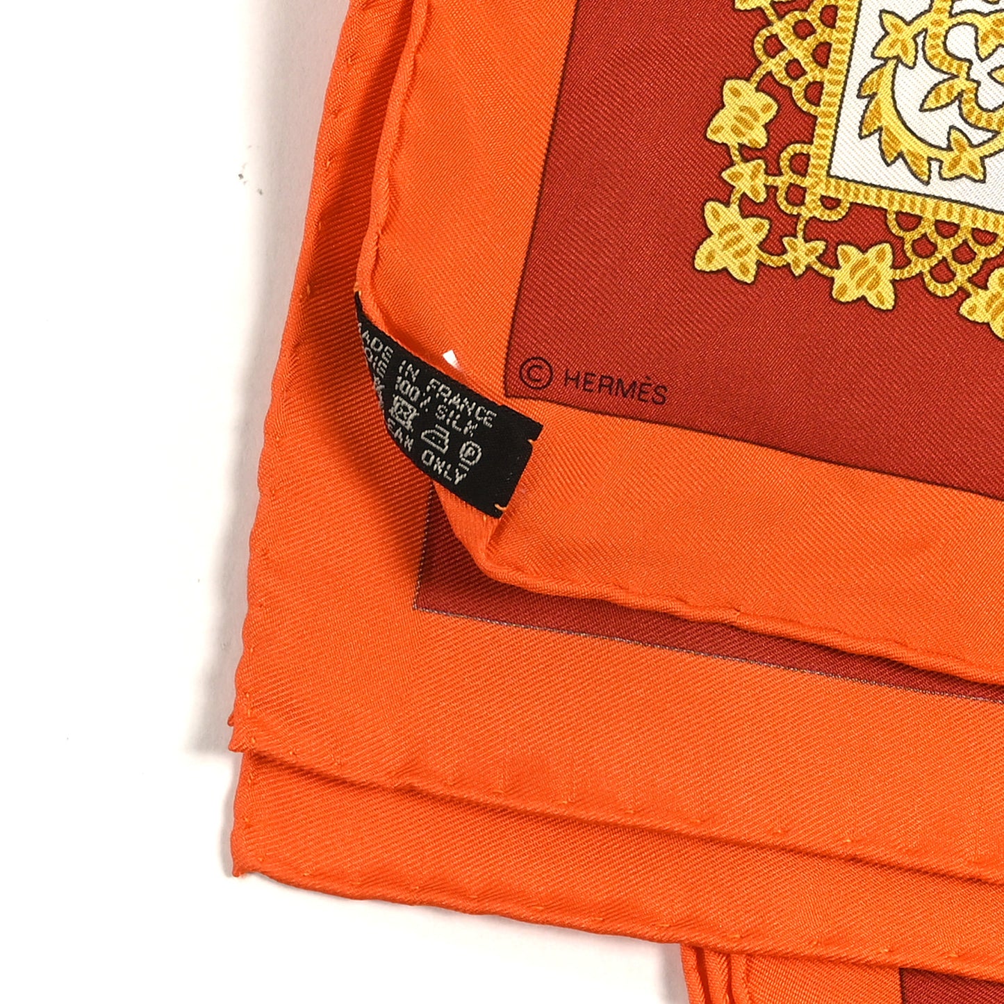 Silk Brins D'Or Scarf 90 Orange White Bronze