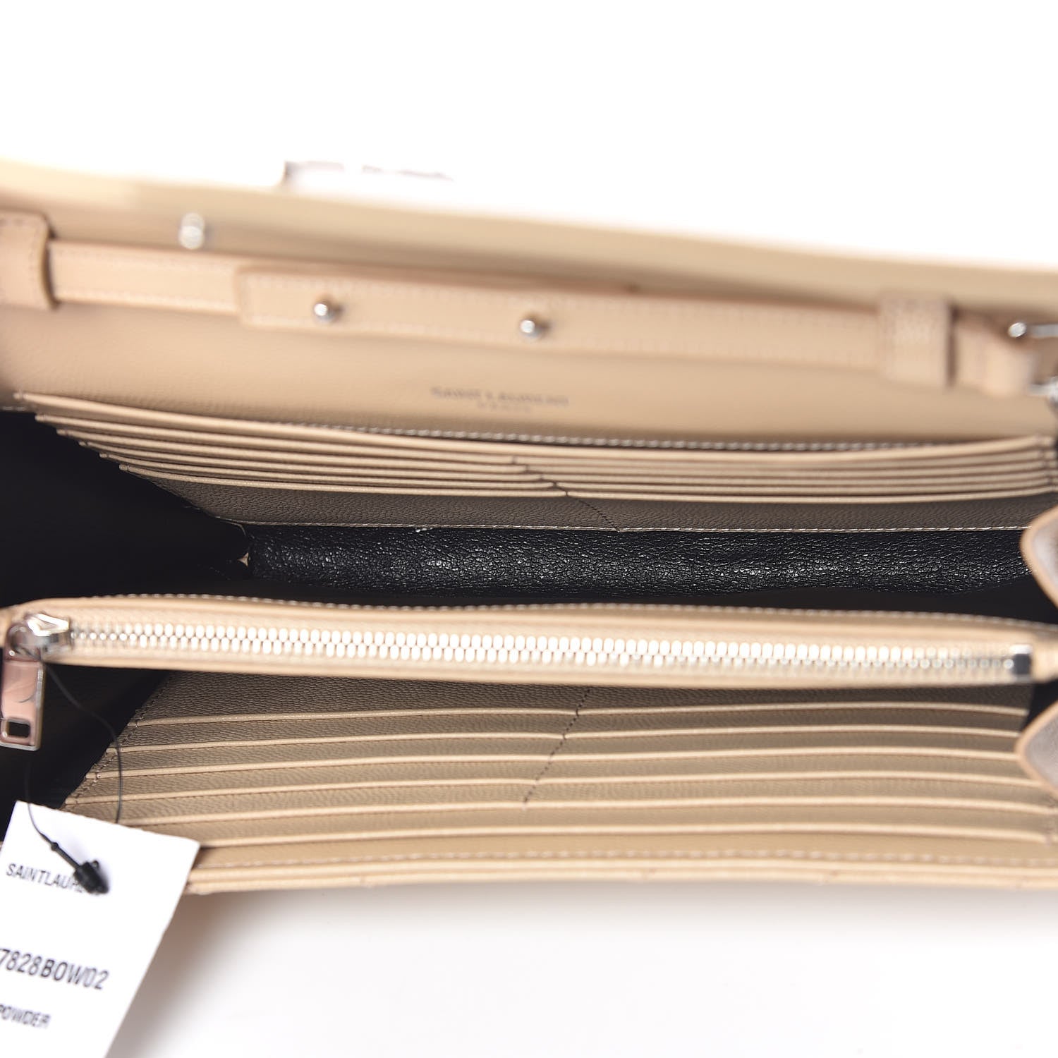 Saint Laurent Grain De Poudre Matelasse Chevron Monogram Chain Wallet Nude Powder 7 of 10