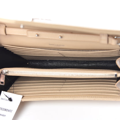 Saint Laurent Grain De Poudre Matelasse Chevron Monogram Chain Wallet Nude Powder 7 of 10
