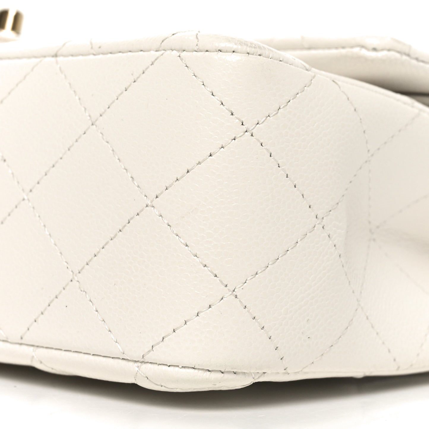 Caviar Quilted Medium Double Flap White