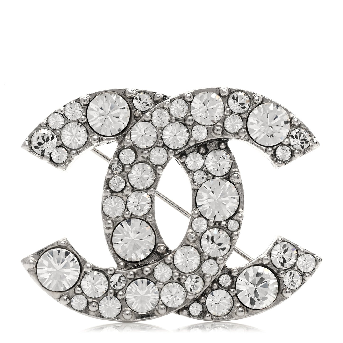 Crystal Large CC Brooch Silver