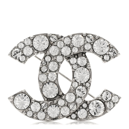 Chanel Crystal Large CC Brooch Silver 1 of 4