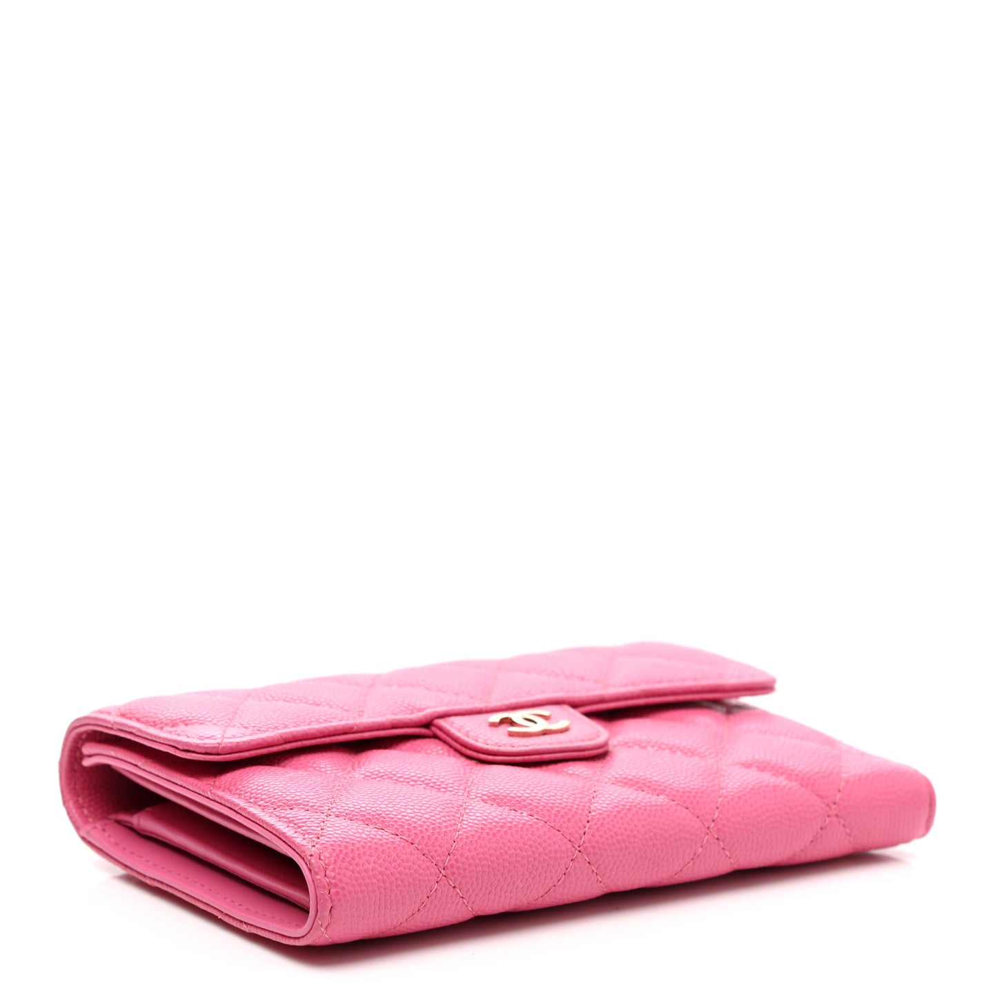 Caviar Quilted Medium Flap Wallet Pink