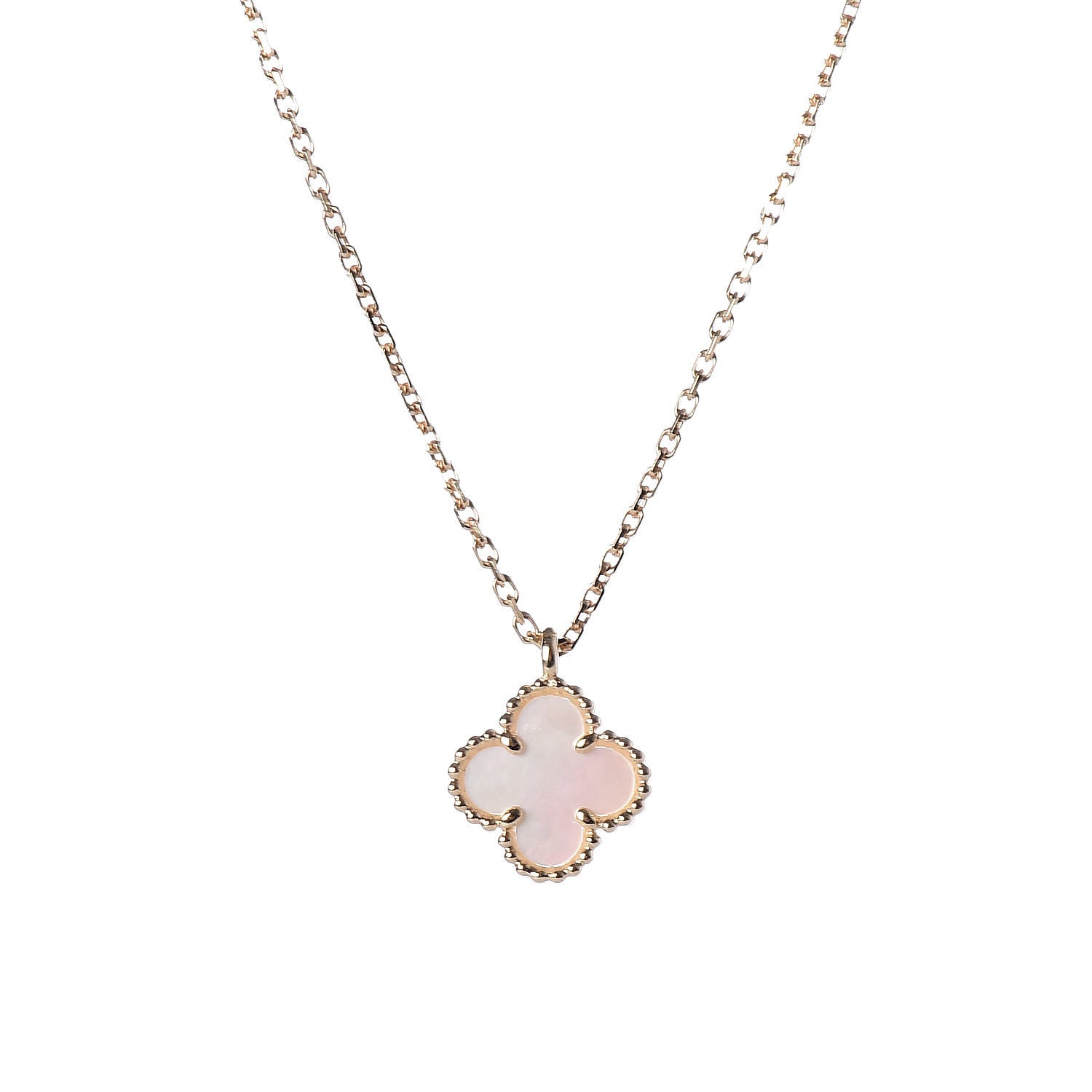 Van Cleef & Arpels 18K Yellow Gold Mother of Pearl Sweet Alhambra Pendant Necklace 4 of 8