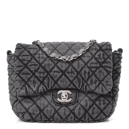 Chanel Washed Denim Quilted Small Denimpression Flap Grey Black 1 of 10
