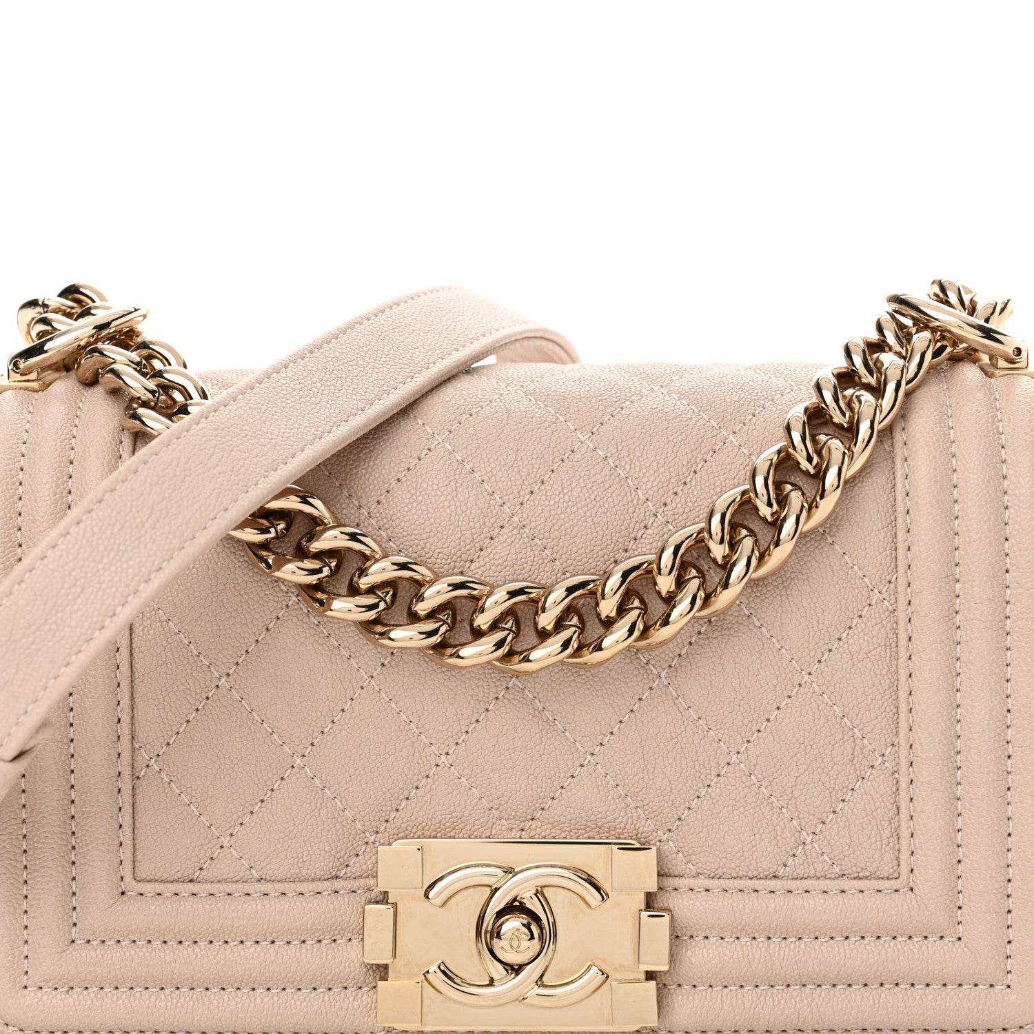 Chanel Caviar Quilted Small Boy Flap Light Beige 8 of 10