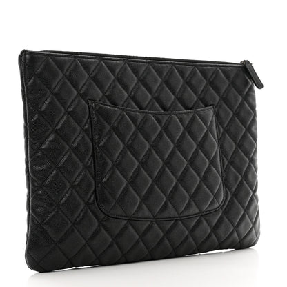 Chanel Iridescent Caviar Quilted Large Cosmetic Case Black 3 of 9