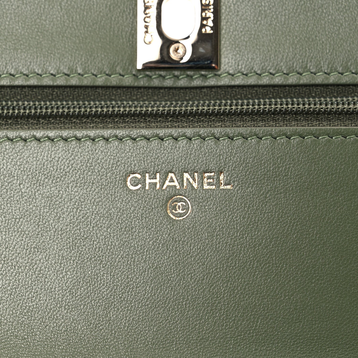 Chanel Lambskin Quilted Trendy CC Wallet On Chain WOC Green 6 of 12
