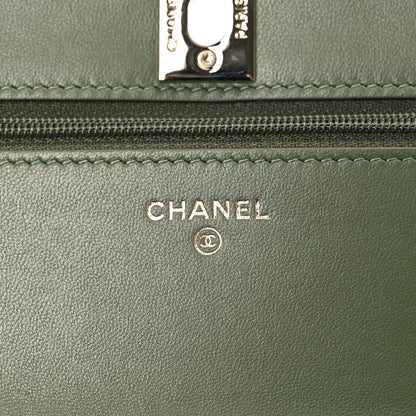 Chanel Lambskin Quilted Trendy CC Wallet On Chain WOC Green 6 of 12