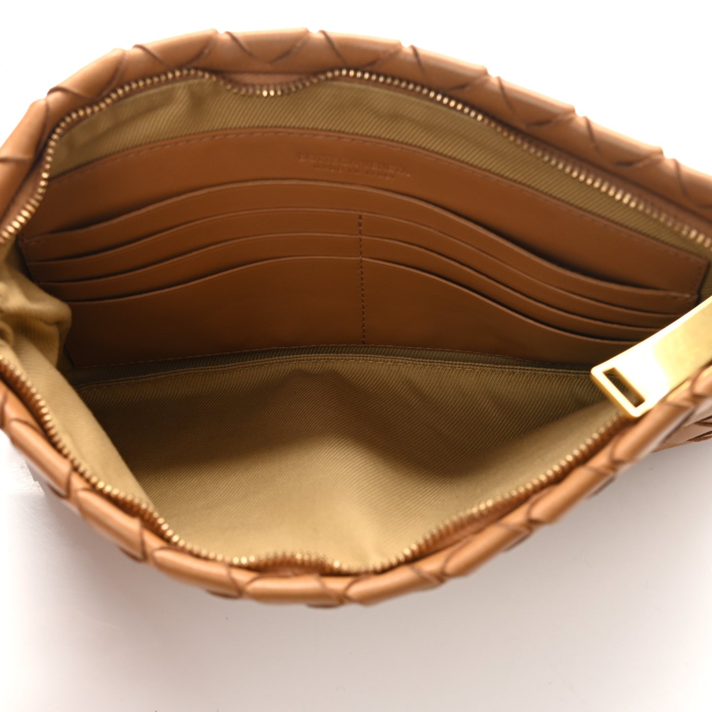 Nappa Intrecciato Small Zip Pouch Caramel