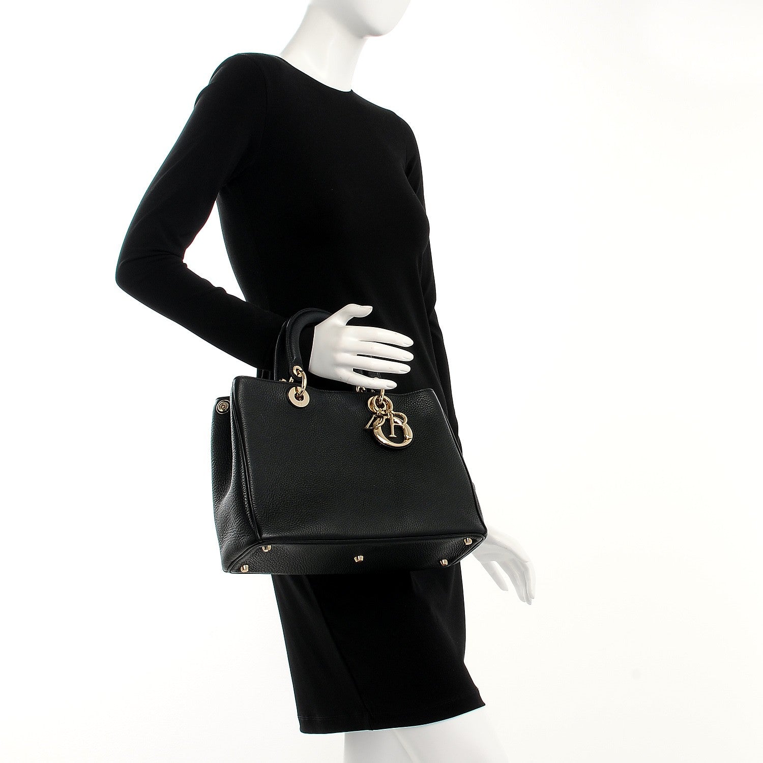 Christian Dior Bullcalf Medium Diorissimo Tote Black Rose Indien 3 of 8