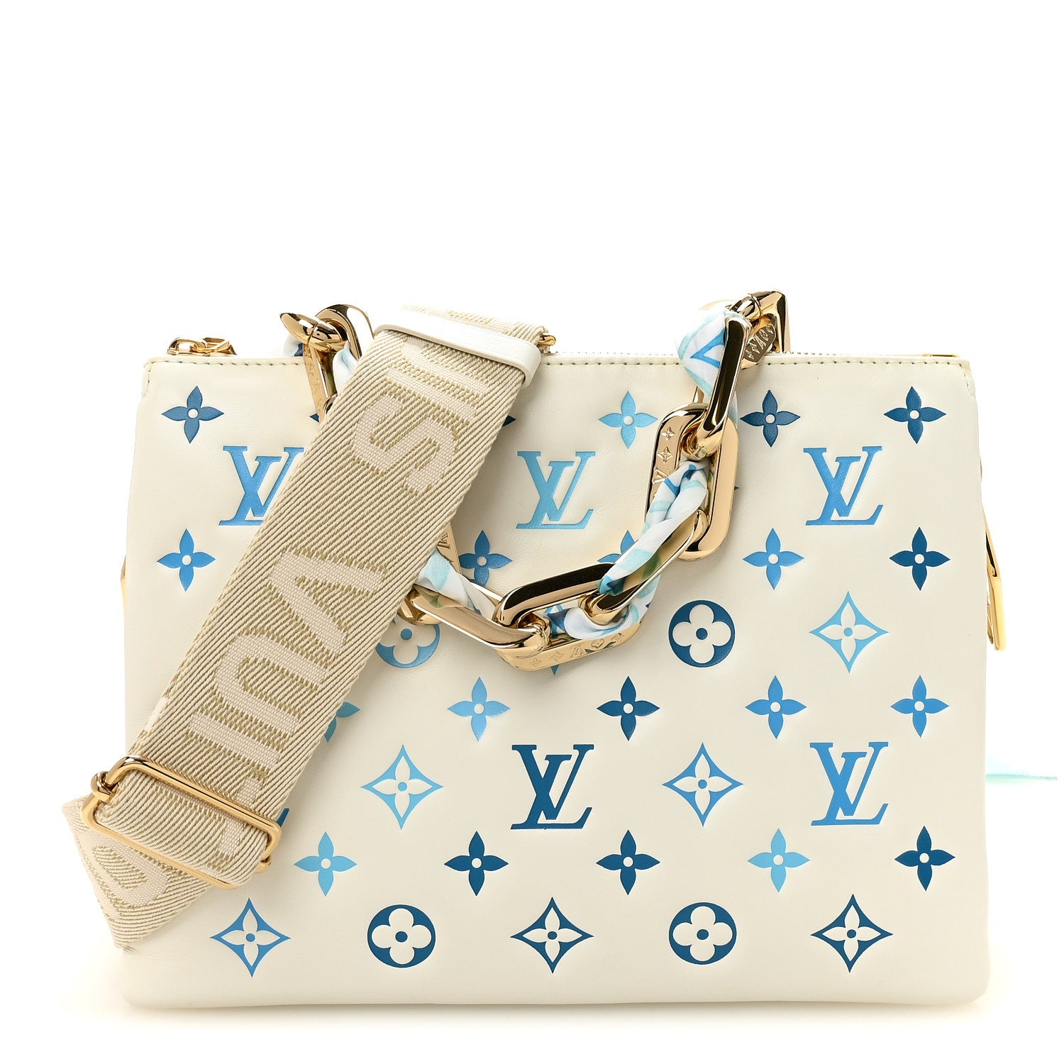 Louis Vuitton Lambskin Embossed Monogram Tricolor By The Pool Coussin PM White Blue 1 of 9