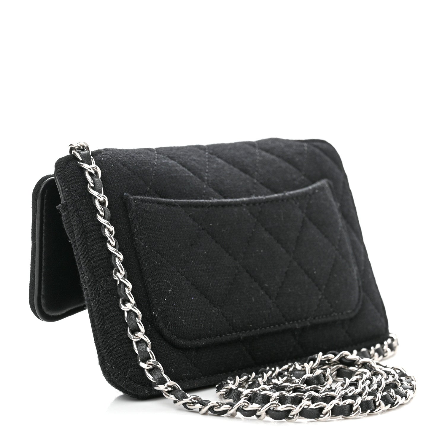 Chanel Jersey Fabric Quilted Foldable Tote With Chain Black Multicolor 5 of 18