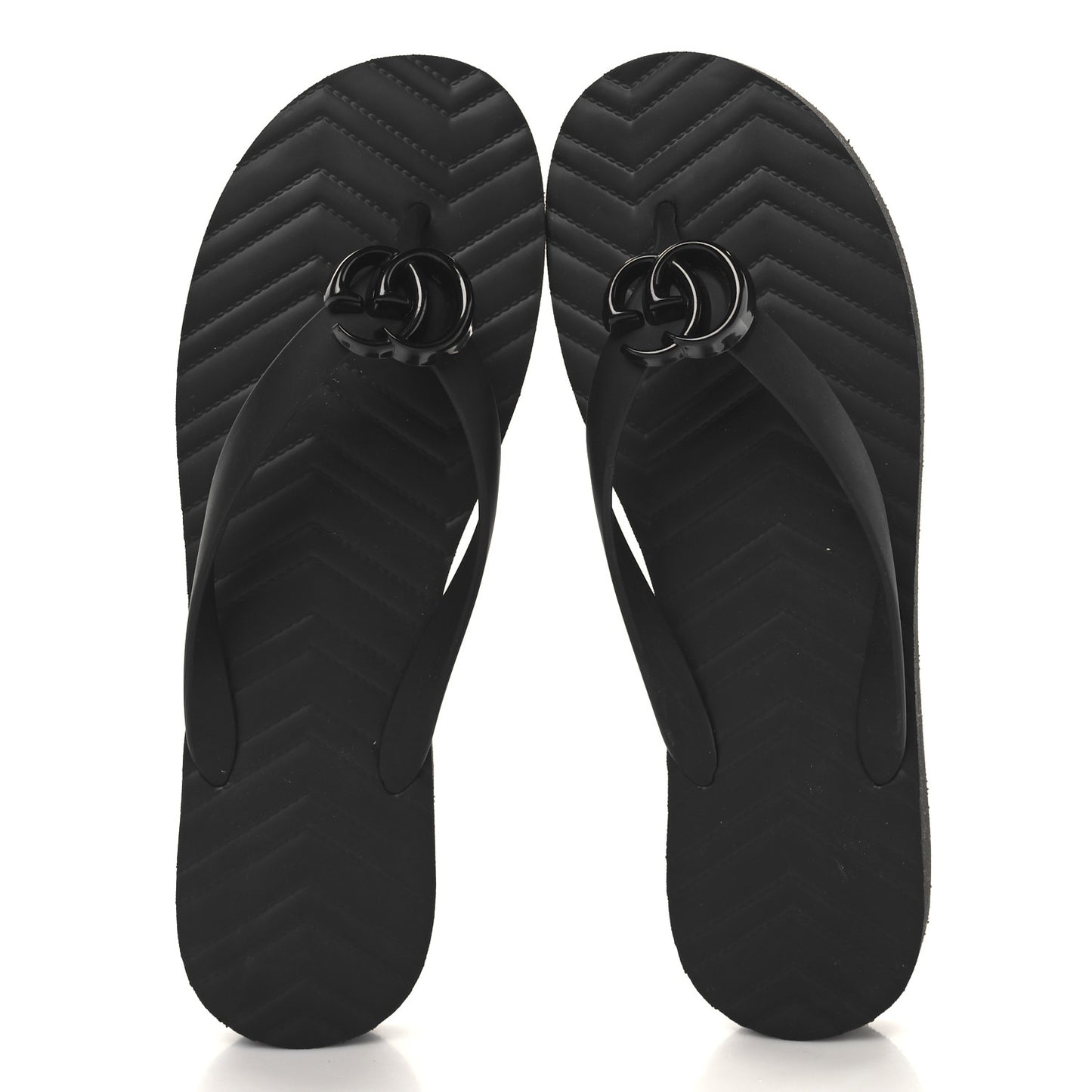Rubber Chevron Womens GG Thong Sandals 40 Black