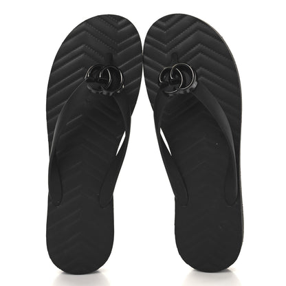 Gucci Rubber Chevron Womens GG Thong Sandals 40 Black 2 of 8
